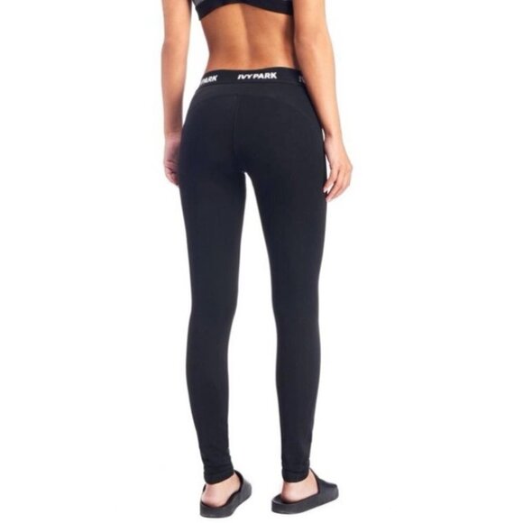 IVY Park Black ‎ Low Rise Branded Elastic Waistband Leggings Size XXS - Picture 2 of 8